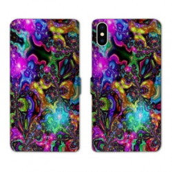 RV Housse cuir portefeuille pour Samsung Galaxy A01 Psychedelic colore