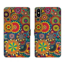 RV Housse cuir portefeuille pour Samsung Galaxy A01 Psychedelic Roue