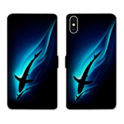 RV Housse cuir portefeuille pour Samsung Galaxy A01 Requin Noir