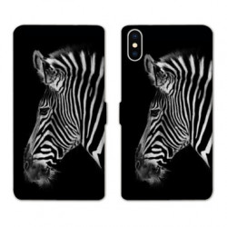 RV Housse cuir portefeuille pour Samsung Galaxy A01 savane Zebra