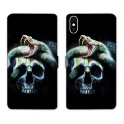 RV Housse cuir portefeuille pour Samsung Galaxy A01 serpent crane