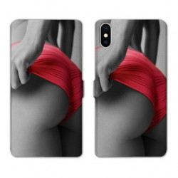 RV Housse cuir portefeuille pour Samsung Galaxy A01 Sexy tanga rouge