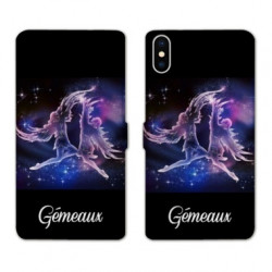 RV Housse cuir portefeuille pour Samsung Galaxy A01 signe zodiaque 2 Gémeaux