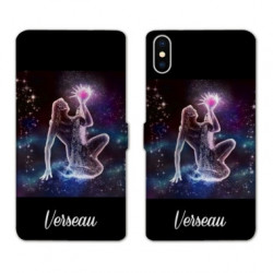 RV Housse cuir portefeuille pour Samsung Galaxy A01 signe zodiaque 2 Verseau