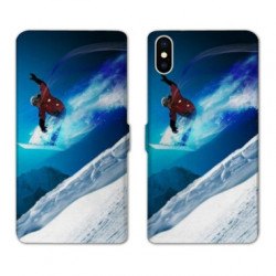 RV Housse cuir portefeuille pour Samsung Galaxy A01 Snowboard saut
