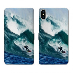 RV Housse cuir portefeuille pour Samsung Galaxy A01 Surf vague