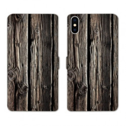 RV Housse cuir portefeuille pour Samsung Galaxy A01 Texture bois