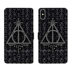 RV Housse cuir portefeuille pour Samsung Galaxy A01 WB License harry potter pattern triangle noir