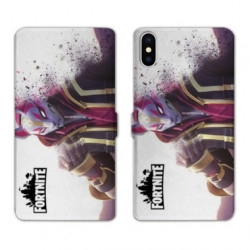 RV Housse cuir portefeuille pour Samsung Galaxy A01 Fortnite Blanc