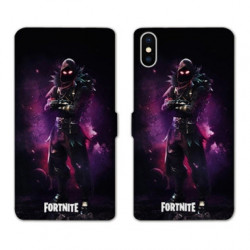 RV Housse cuir portefeuille pour Samsung Galaxy A01 Fortnite Raven