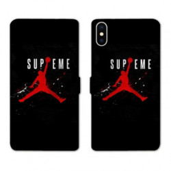 RV Housse cuir portefeuille pour Samsung Galaxy A01 Jordan Supreme Noir
