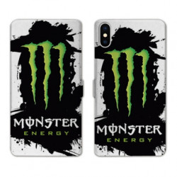 RV Housse cuir portefeuille pour Samsung Galaxy A01 Monster Energy tache