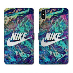 RV Housse cuir portefeuille pour Samsung Galaxy A01 Nike Turquoise