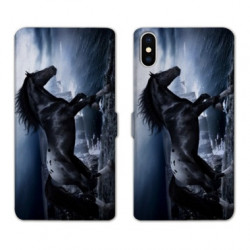 RV Housse cuir portefeuille pour Samsung Galaxy A01 Cheval