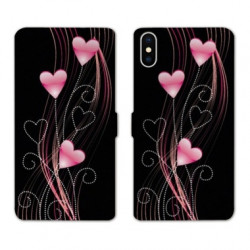RV Housse cuir portefeuille pour Samsung Galaxy A01 Cœur rose Montant