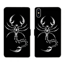 RV Housse cuir portefeuille pour Samsung Galaxy A01 scorpion