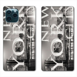 RV Housse cuir portefeuille pour Huawei P40 Amerique USA New York