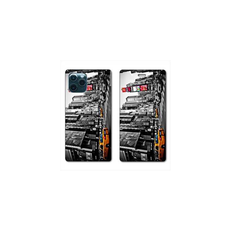 RV Housse cuir portefeuille pour Huawei P40 Amerique USA New York Taxi