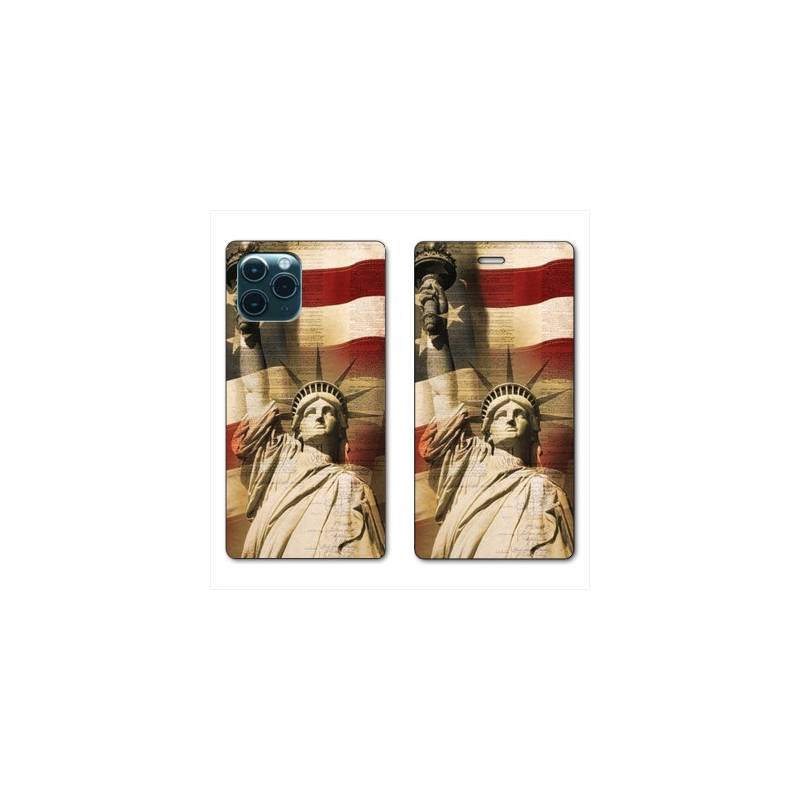 RV Housse cuir portefeuille pour Huawei P40 Amerique USA Statue liberté