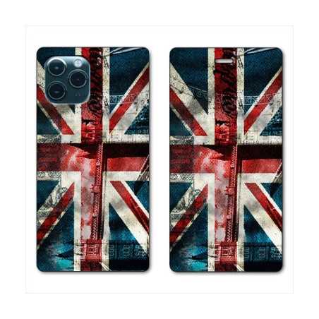 RV Housse cuir portefeuille pour Huawei P40 Angleterre UK Jean's