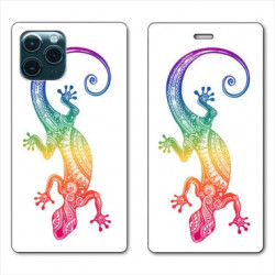 RV Housse cuir portefeuille pour Huawei P40 Animaux Maori Salamandre color