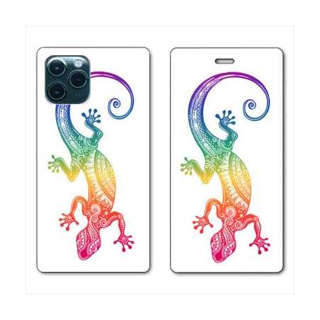 RV Housse cuir portefeuille pour Huawei P40 Animaux Maori Salamandre color