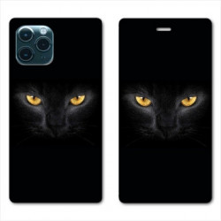 RV Housse cuir portefeuille pour Huawei P40 Chat Noir