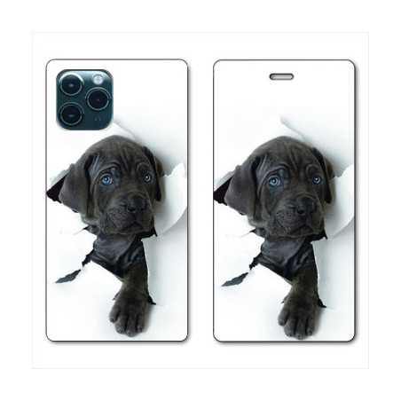 RV Housse cuir portefeuille pour Huawei P40 Chien noir