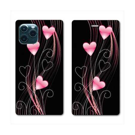 RV Housse cuir portefeuille pour Huawei P40 Cœur rose Montant