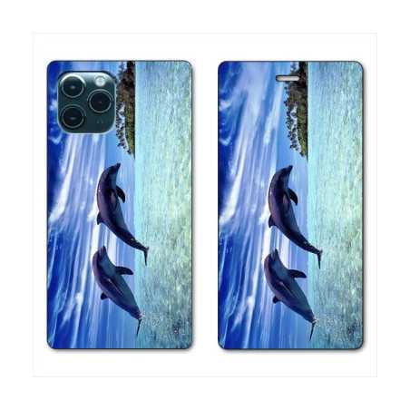 RV Housse cuir portefeuille pour Huawei P40 Dauphin ile