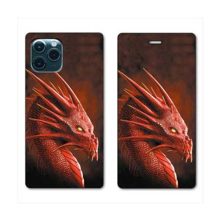 RV Housse cuir portefeuille pour Huawei P40 Dragon Rouge