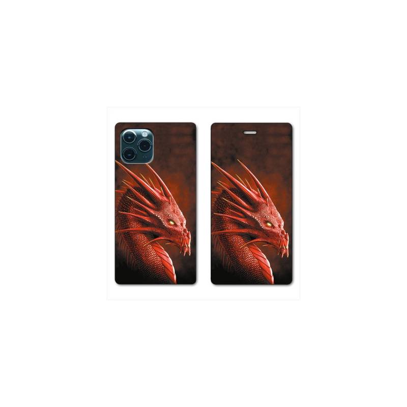 RV Housse cuir portefeuille pour Huawei P40 Dragon Rouge