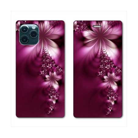RV Housse cuir portefeuille pour Huawei P40 fleur violette montante