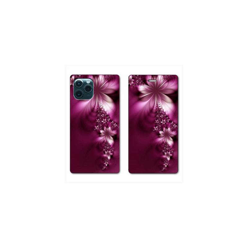 RV Housse cuir portefeuille pour Huawei P40 fleur violette montante