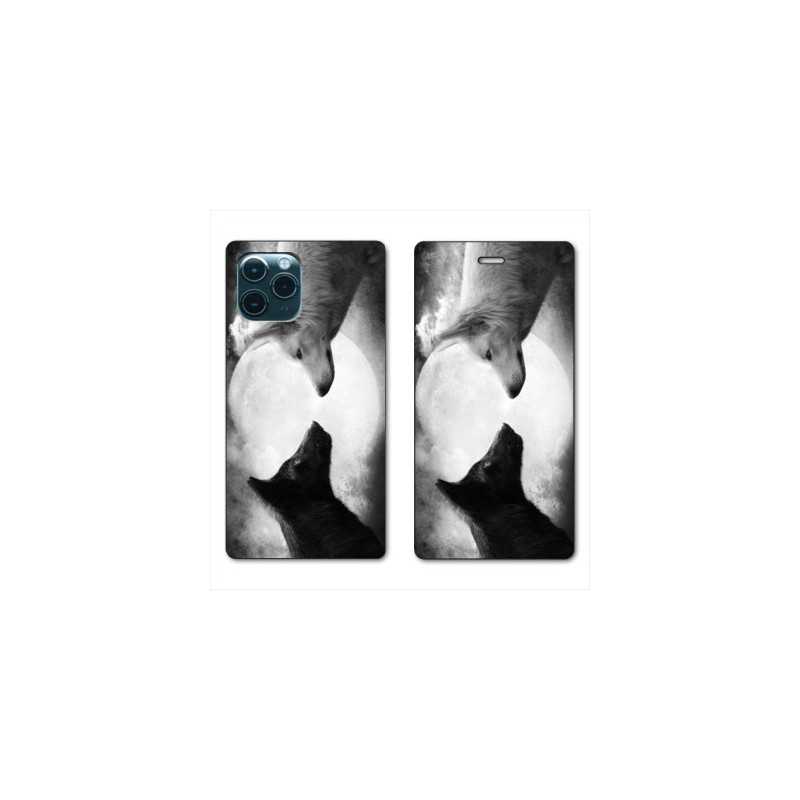 RV Housse cuir portefeuille pour Huawei P40 Loup Duo