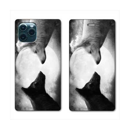 RV Housse cuir portefeuille pour Huawei P40 Loup Duo