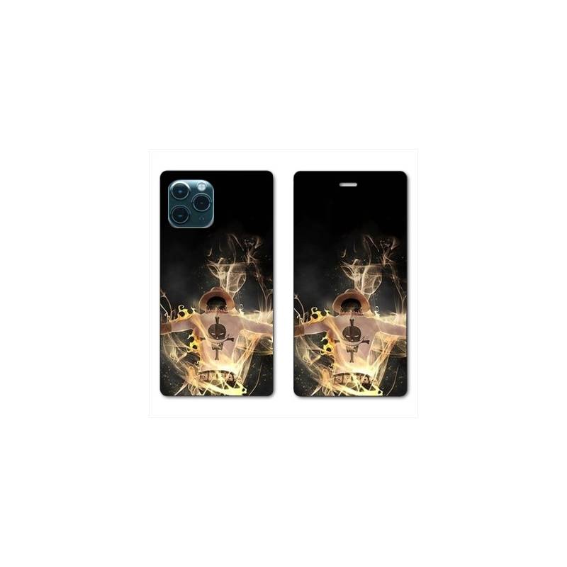 RV Housse cuir portefeuille pour Huawei P40 Manga One Piece Ace noir