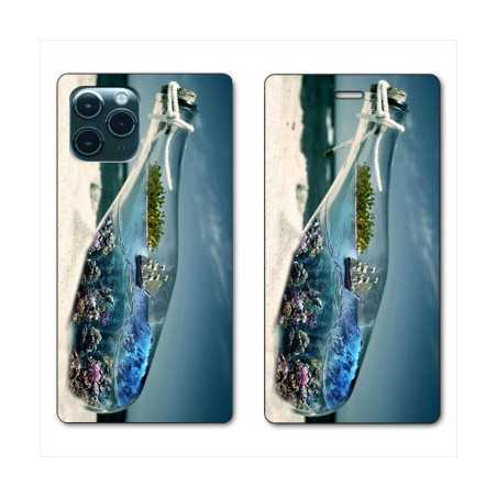 RV Housse cuir portefeuille pour Huawei P40 Mer Bouteille