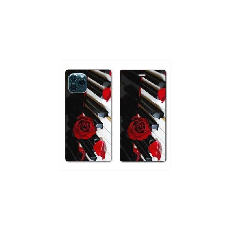 RV Housse cuir portefeuille pour Huawei P40 Musique Rose Piano