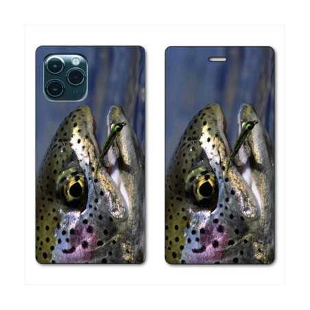 RV Housse cuir portefeuille pour Huawei P40 peche truite