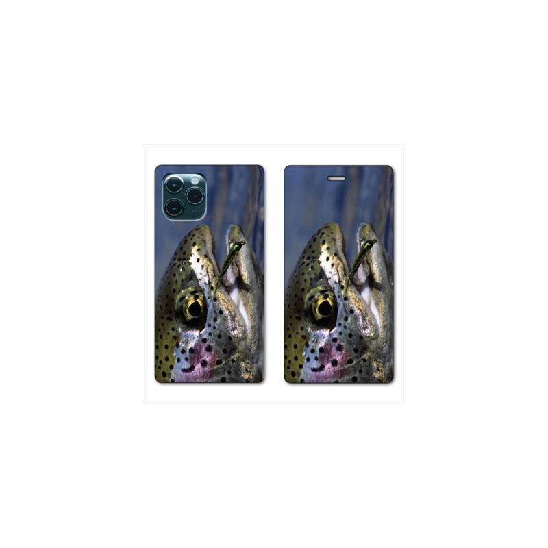 RV Housse cuir portefeuille pour Huawei P40 peche truite