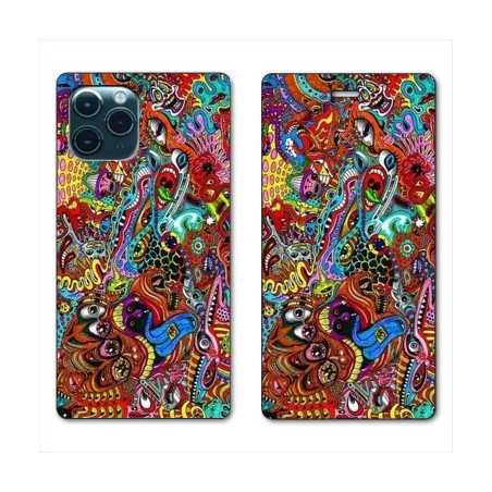 RV Housse cuir portefeuille pour Huawei P40 Psychedelic Yeux