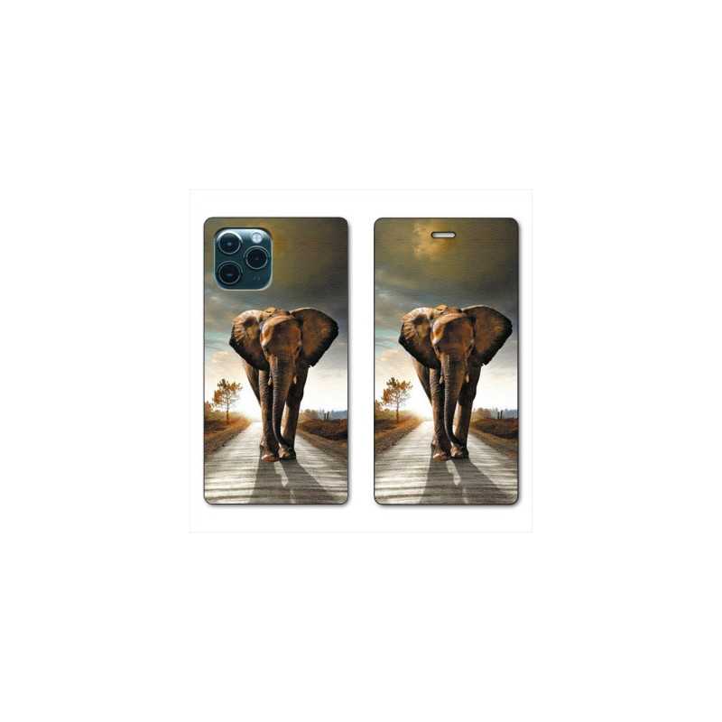 RV Housse cuir portefeuille pour Huawei P40 savane Elephant route