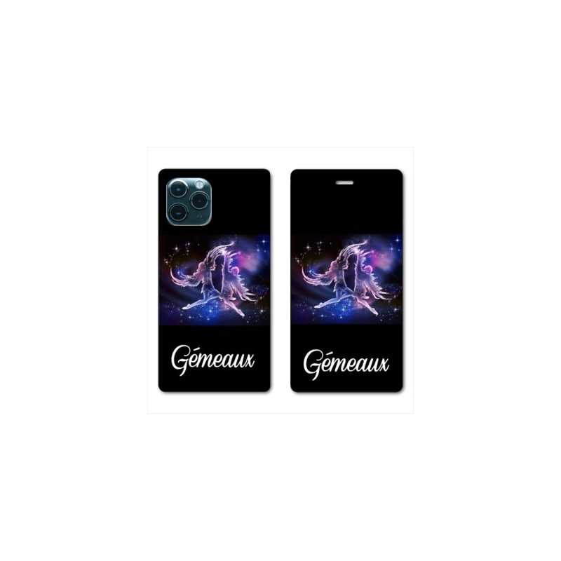 RV Housse cuir portefeuille pour Huawei P40 signe zodiaque 2 Gémeaux