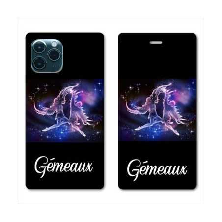 RV Housse cuir portefeuille pour Huawei P40 signe zodiaque 2 Gémeaux