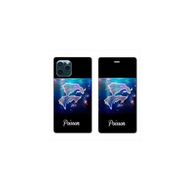 RV Housse cuir portefeuille pour Huawei P40 signe zodiaque 2 Poisson