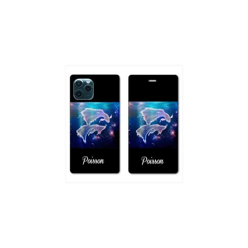 RV Housse cuir portefeuille pour Huawei P40 signe zodiaque 2 Poisson