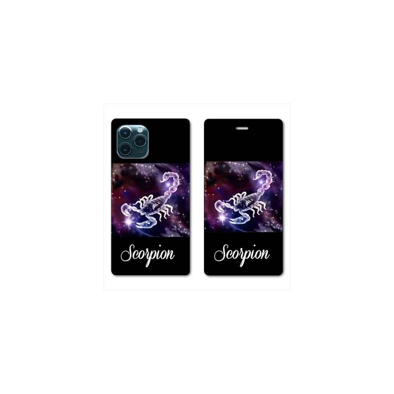 RV Housse cuir portefeuille pour Huawei P40 signe zodiaque 2 Scorpion