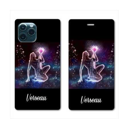 RV Housse cuir portefeuille pour Huawei P40 signe zodiaque 2 Verseau