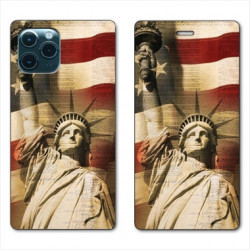 RV Housse cuir portefeuille pour Huawei P40 Pro Amerique USA Statue liberté